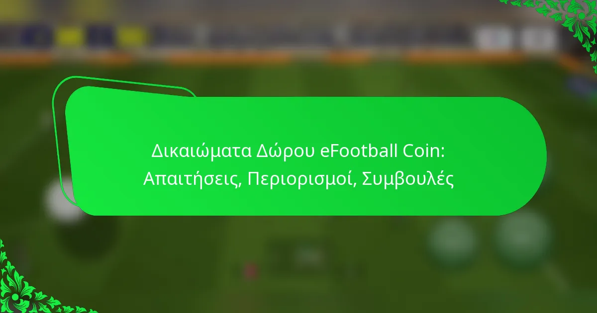 Δικαιώματα Δώρου eFootball Coin: Απαιτήσεις, Περιορισμοί, Συμβουλές