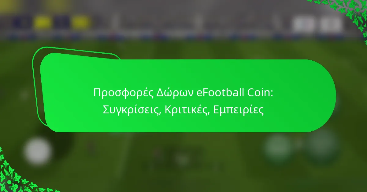 Προσφορές Δώρων eFootball Coin: Συγκρίσεις, Κριτικές, Εμπειρίες
