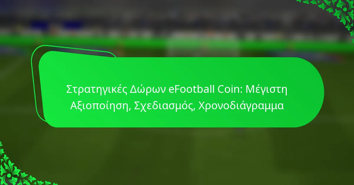 Στρατηγικές Δώρων eFootball Coin: Μέγιστη Αξιοποίηση, Σχεδιασμός, Χρονοδιάγραμμα