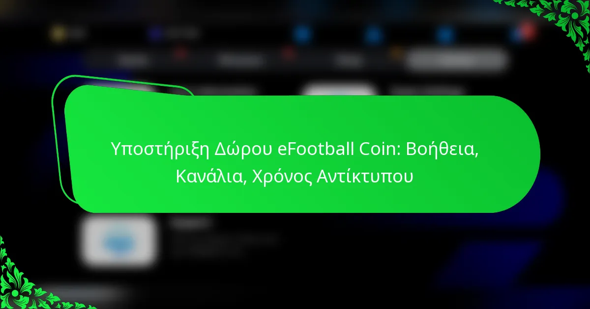 Υποστήριξη Δώρου eFootball Coin: Βοήθεια, Κανάλια, Χρόνος Αντίκτυπου